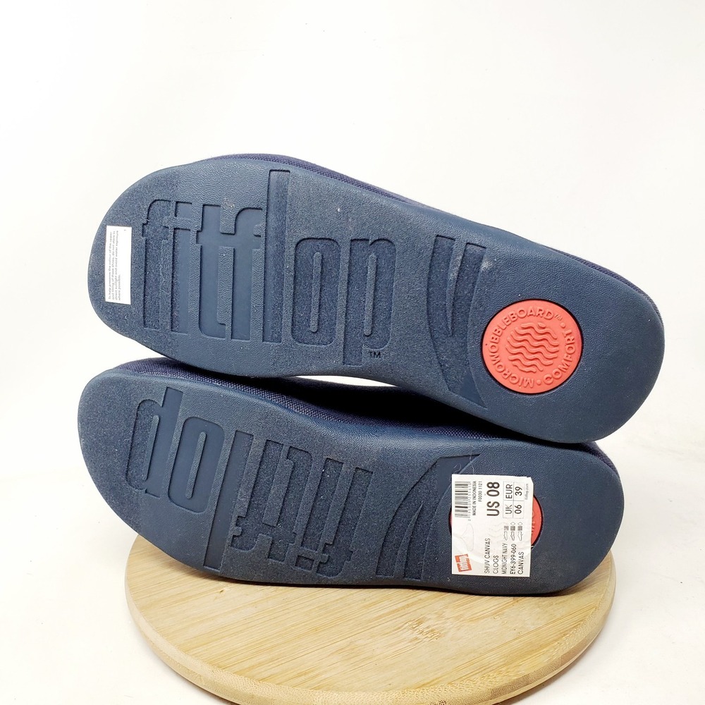 Fit Flop Shuv Clogs Womens 8 Blue Canvas Slip On Platform Shoes - Picture 12 of 15